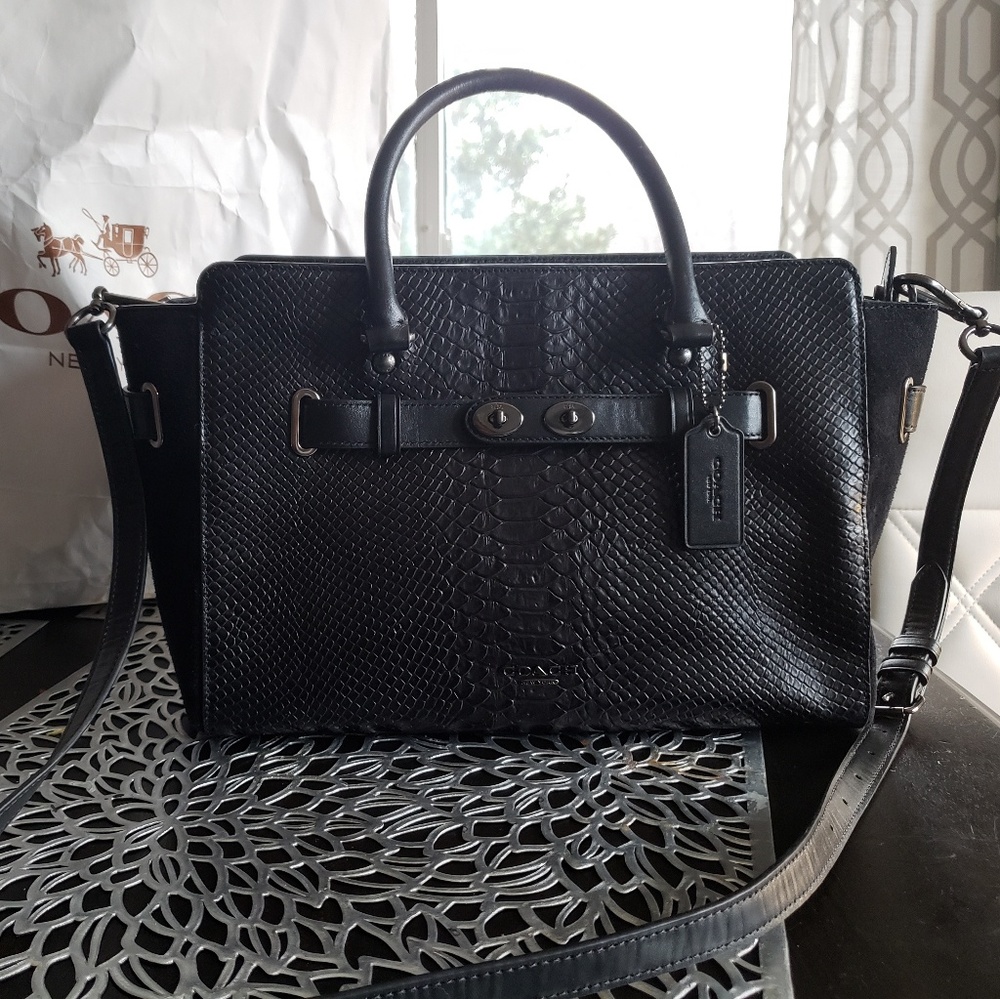Brand New! Coach Blake Black Leather Embossed
